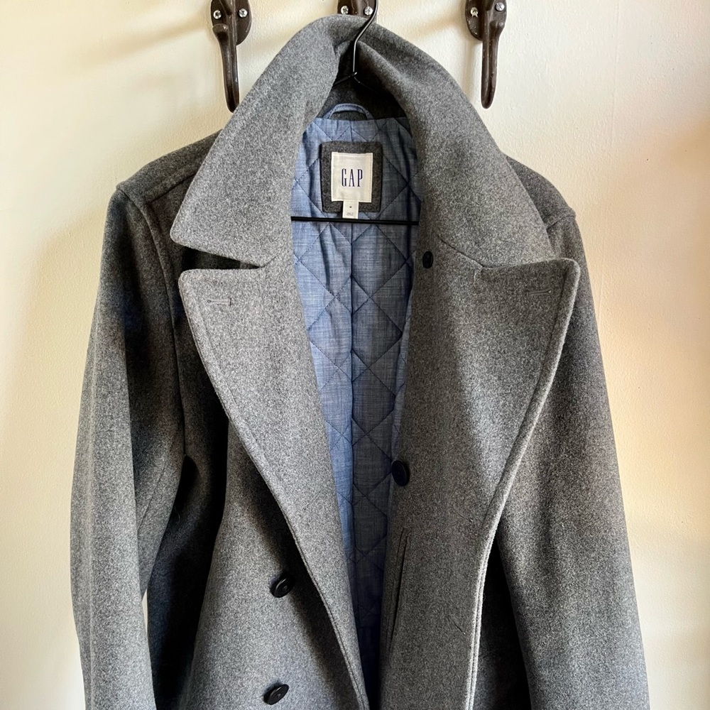 Gap Gray Double Breasted Peacoat Size M